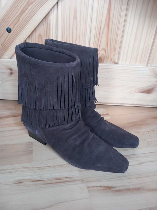Buty botki frędzle kowbojki stradivarius 39
