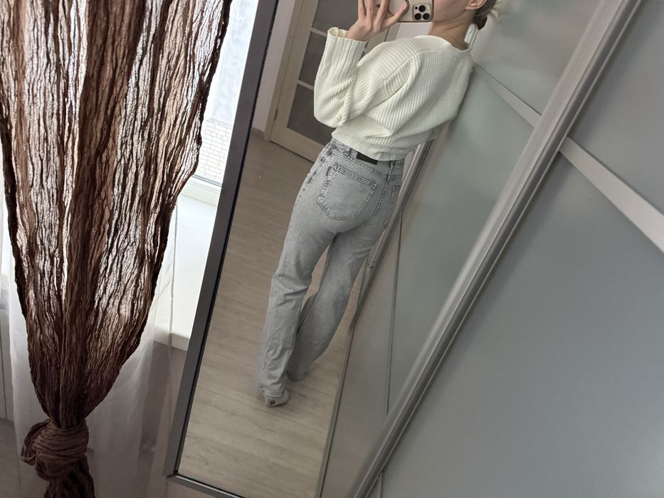 Джинсы прямые светло серые