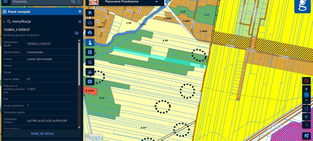 Działka 1,36 ha z lasem – MPZP A.RP – Krze Duże