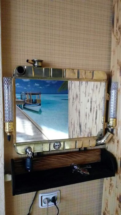 Зеркало эксклюзив с полкой ,лофт