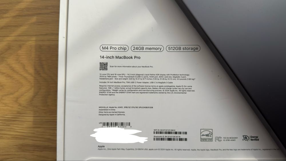 Macbook Pro 14 M4Pro 24/512