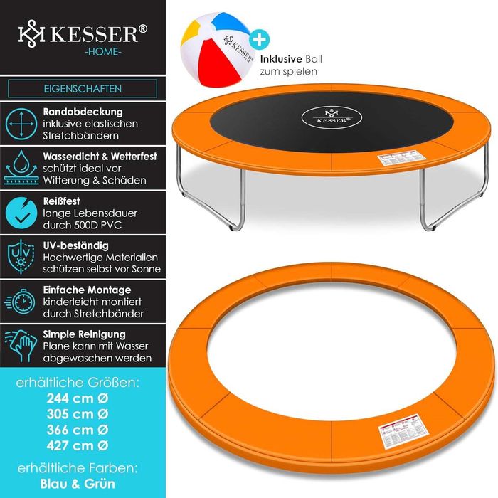 Nowa osłona krawędzi trampoliny / plandeka 366cm / pokrowiec !4460!