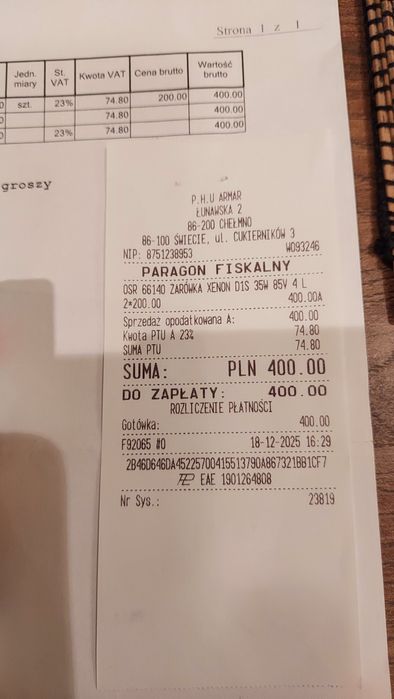 2 szt.Żarówki ORYGINAŁ Xenarac D1S 35W XENON