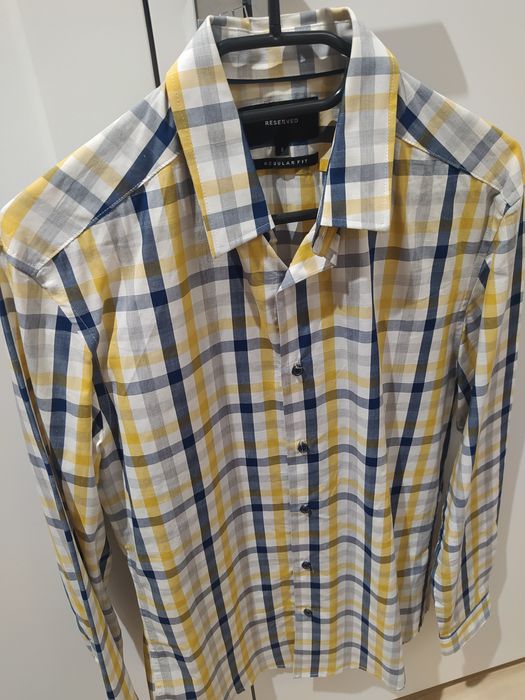 Koszula w kratkę żółto niebieska Reserved regular fit