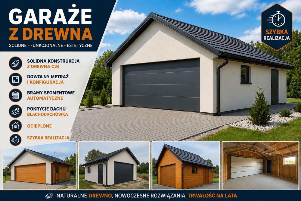 Garaż szkieletowy dwustanowiskowy 35m2 - Johny House