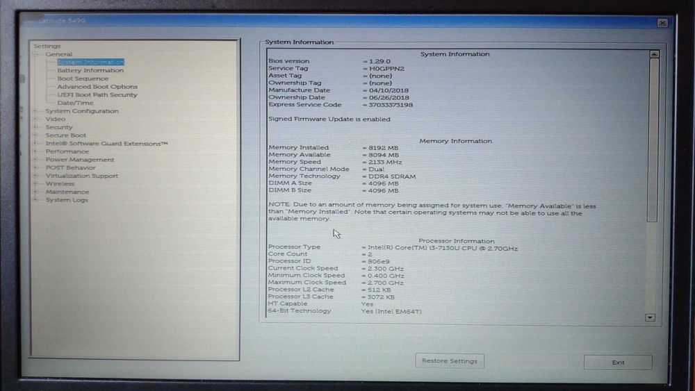 laptop Dell latitude 5490