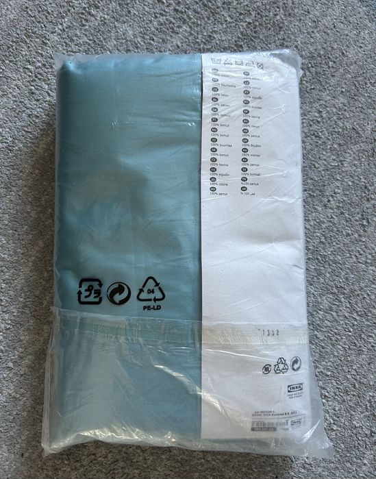 IKEA Gaspa Komplet pościeli 150x200 / 50x60 cm NOWA turkus satynowa pościel