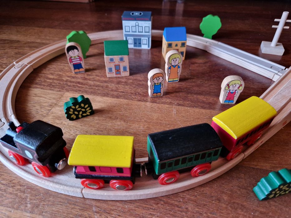 Tidlo Drewniana Kolejka Zestaw 50 elementów