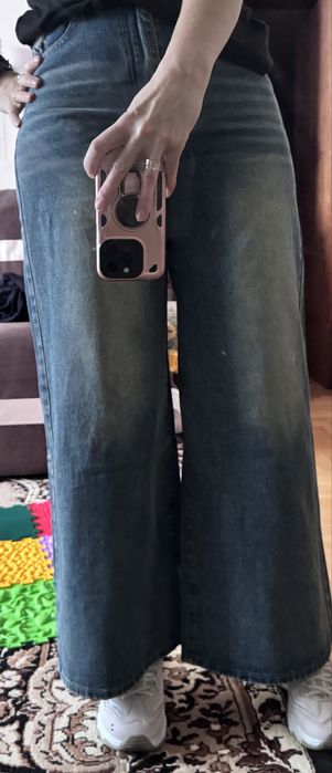 Широкі джинси синьо сірі