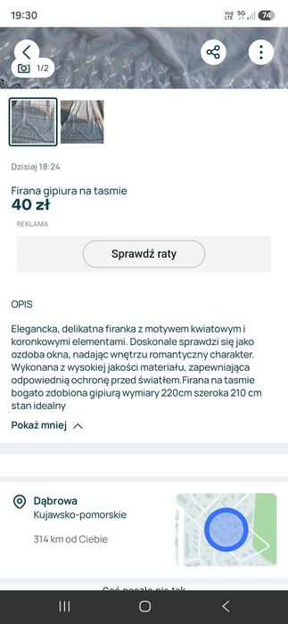 Firana gipiura na tasmie