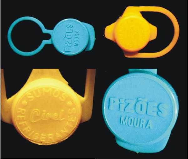 2 Juice/Water Bottle Caps: CIREL (2) and PIZÔES MOURA (1), 1960s