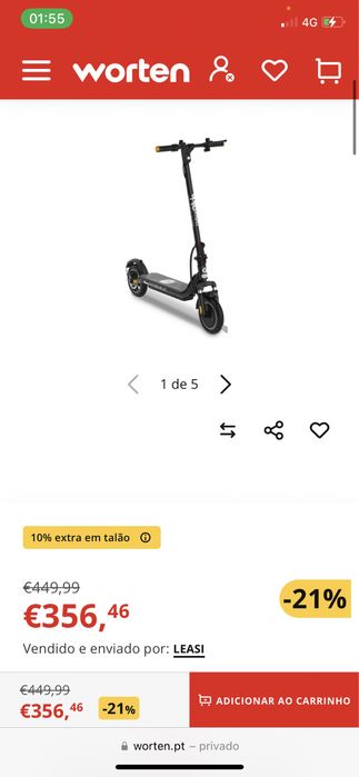 Trotinete Urban glide 85EVO  20km Nova sem carregador