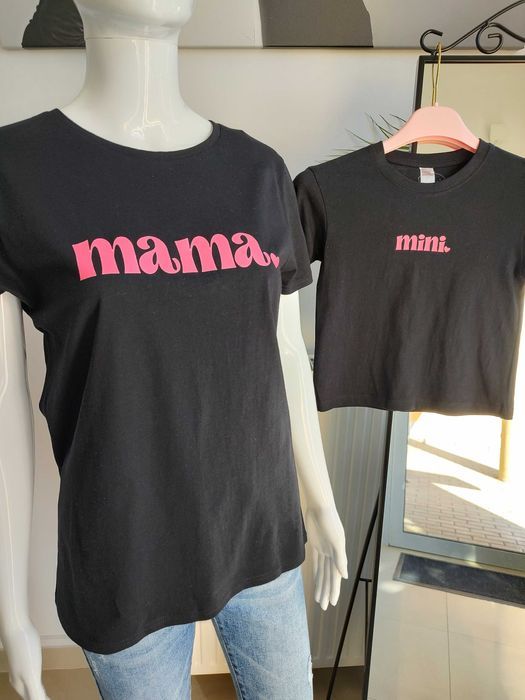 Zestaw koszulek dla mamy i córki Mama&Mini - czarny One size + 96/104