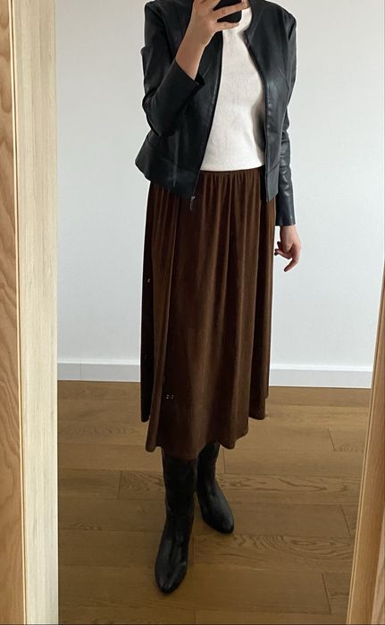 Piękna długa spódnica brazowa połyskliwa rozmiar uniwersalny