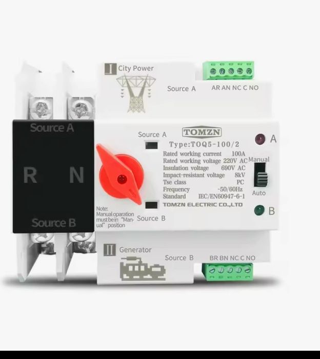 Автомат ввода резерва АВР tomzn 63a/2p, toq5 125a/2p