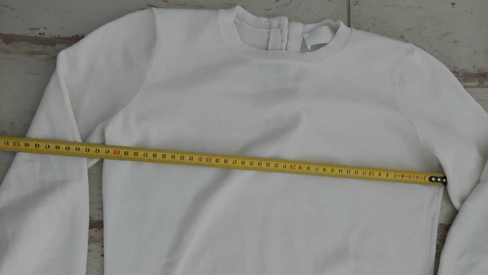 Uroczy sweterek bluzka Savida perełki XS/S złamana biel