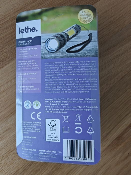 Latarka LED z USB-C
