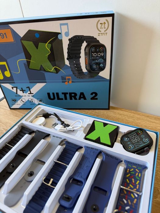 Smartwatch Kit 7+1 com Caixa de Som Bluetooth, 7 Pulseiras e Carregador