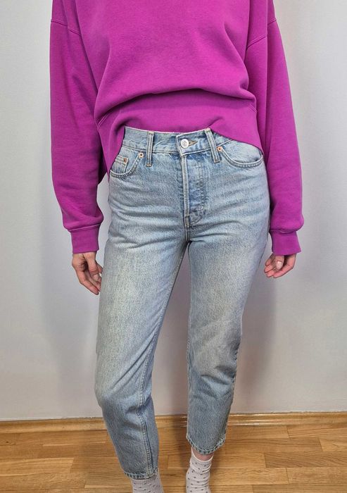Nowe jasne jeansy S/XS, w28, slim, cropped, dad