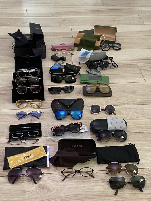 Великий лот брендових окулярів та аксесуарів: Ray-Ban, Versace, Karen Walker, Gucci, Fendi, Louis Vuitton, Vanquish та інші (25+ пар)