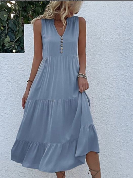 Ярусное голубое платье