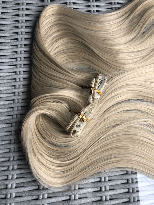 Premium Ultra włosy doczepiane, naturalny jasny blond, clip in 114.