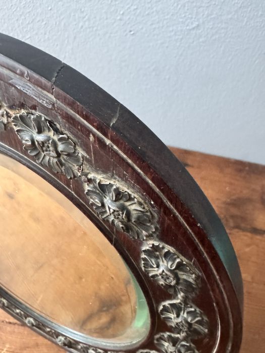 Vintage Espelho Tocador Pau Santo e Prata  SecXIX/XX