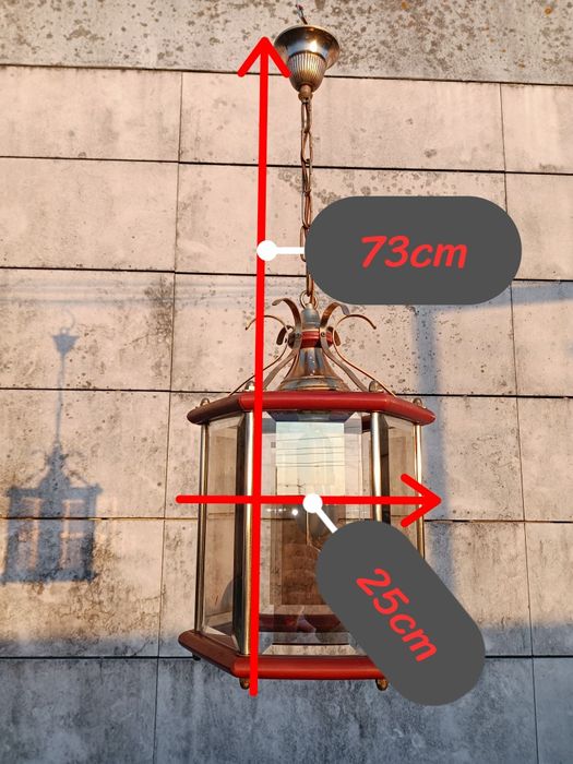 Par de candeeiros aplicação ao teto estrutura em latão, madeira maciça