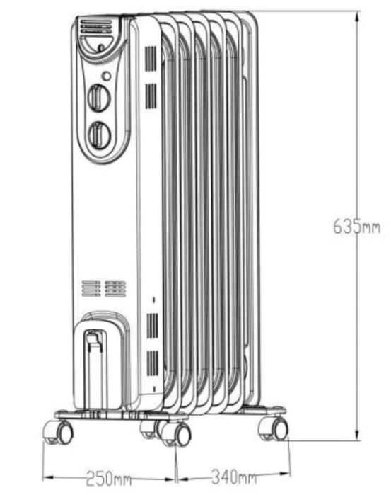 Grzejnik olejowy Kingfisher CYBL 20-70, 1500 W z 3-stopniową regulacją