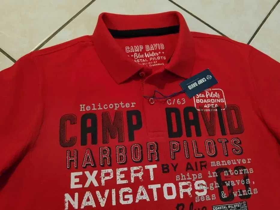 CAMP DAVID - NOWA! z LOGO i Metkami Koszulka Polo Męska rozmiar M/L