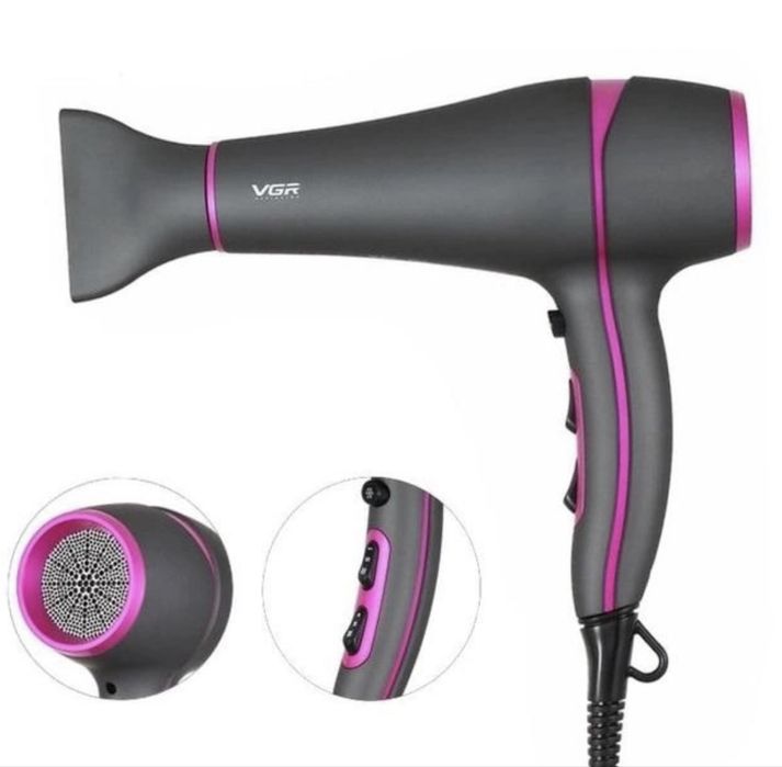 Фен VGR V-402 потужний з насадками, концентратором і дифузором волосся