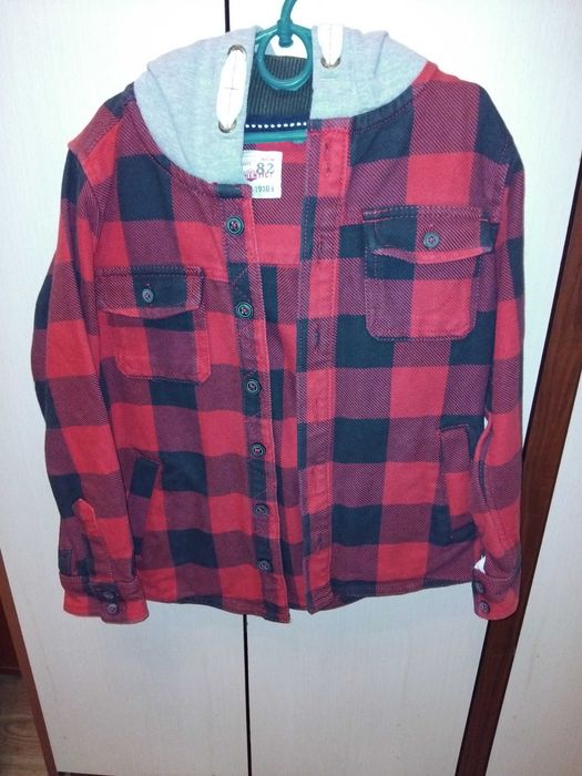 Сорочка тепла червона 123р.Рубашка теплая красная в клетку на 7лет