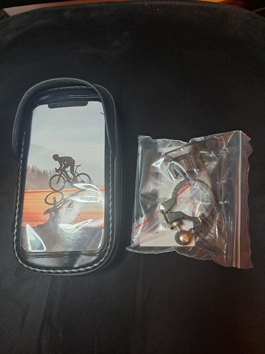 Suporte de telémovel com bolsa impermiével para bicicleta