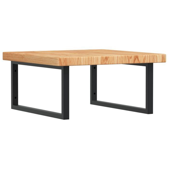 vidaXL Półka ścienna pod umywalkę, stal i lite drewno dębowe