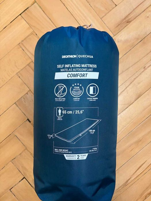 Mata samopompująca QUECHUA Basic 65 cm 190cm (1-osobowa) – NOWA!