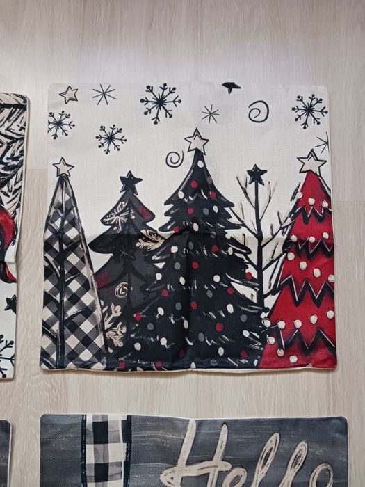 Świąteczne poszewki na poduszki / 4szt / 45cm x 45cm / nowe