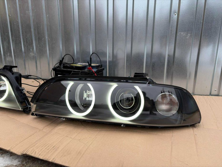 BMW E39 Lampy BiLED HELLA Black+Ringi Cotton Regeneracja NOWE Mocne!