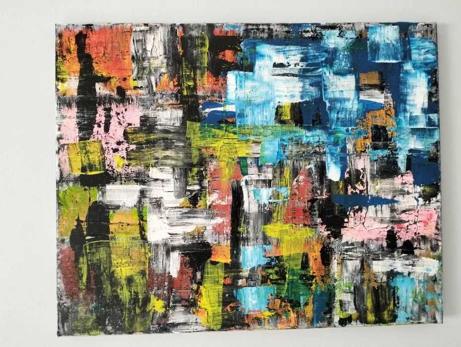 Tela abstracta pintada a acrílico 50x40cm