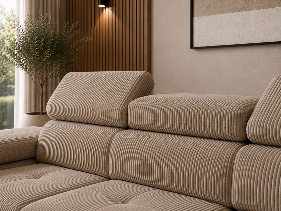 Sofa rozkładana prosto od producenta regulowane zaglowki sztruka funkcja spania