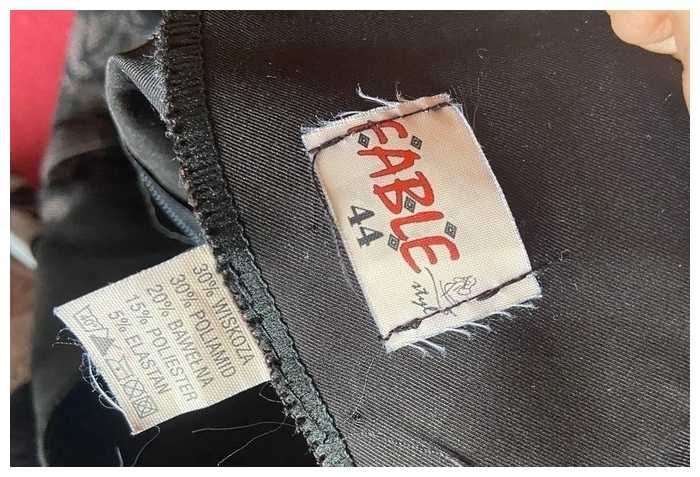 Fable 42 44 xxl sukienka midi koronka dlugie rekawy +size czarna