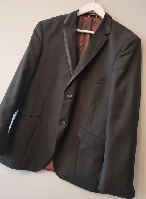 Garnitur czarny męski marynarka i spodnie rozmiar 54/176 XL