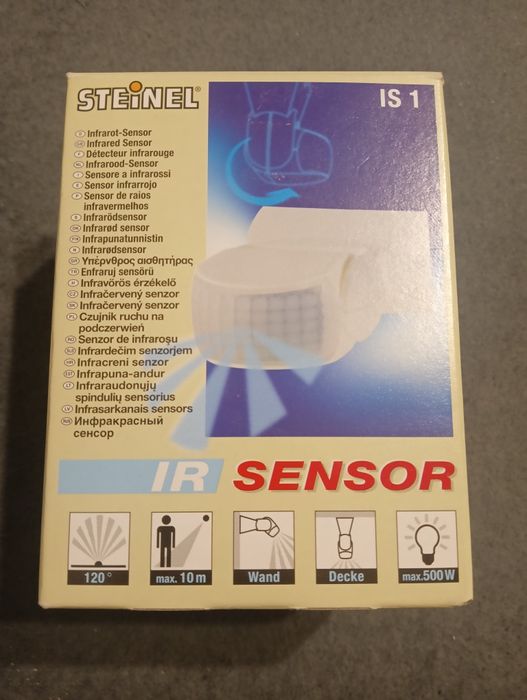 Czujnik Ruchu i Zmierzchu IS 1 Biały 500W IP54 120° do 10m Steinel