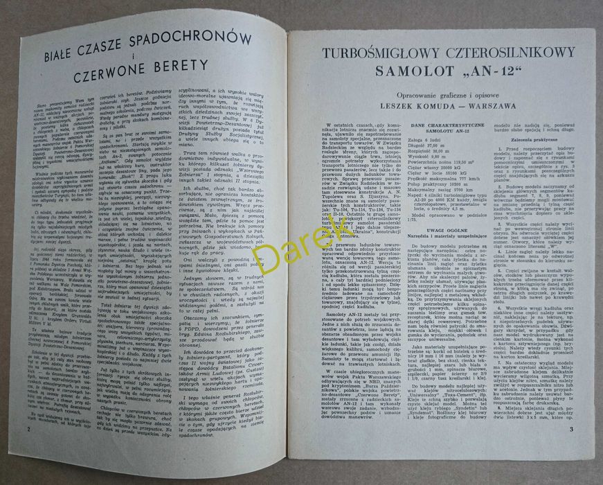 An-12 Mały Modelarz 5/1966 MM 5/66 ANTEK samolot turbośmigłowyy