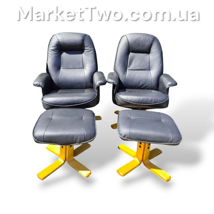 Кожаное, шкіряний комплект крісло-реклайнер+пуф( 010507 )