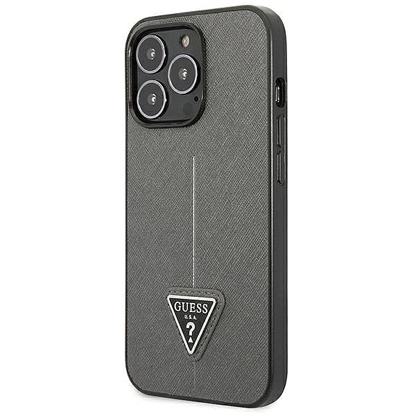 Etui Guess Saffiano Triangle Logo na iPhone 13 Pro / 13/6,1" - srebrne