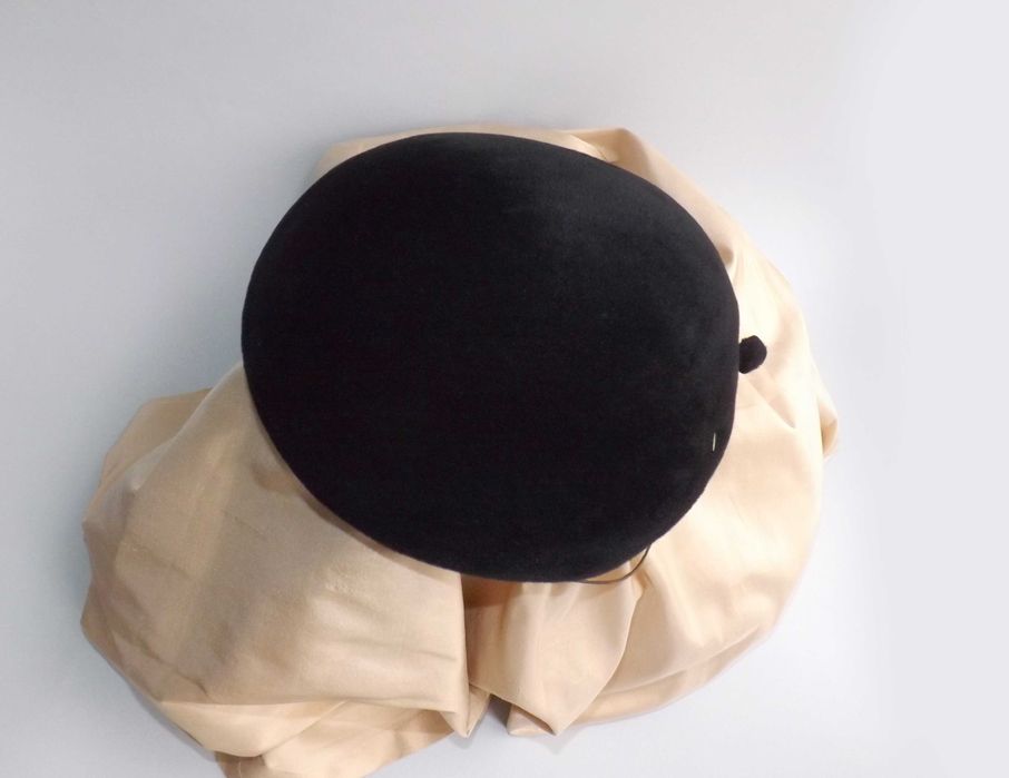 Шляпка Таблетка маленькая, фетр шерсть, винтаж 50-е