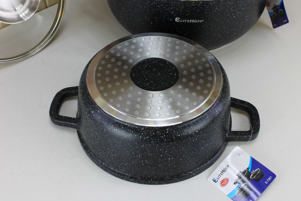 Ciężkie solidne marmurowe garnki 2.3L, 4.5L, 6.5L Elitehoff PREMIUM 61