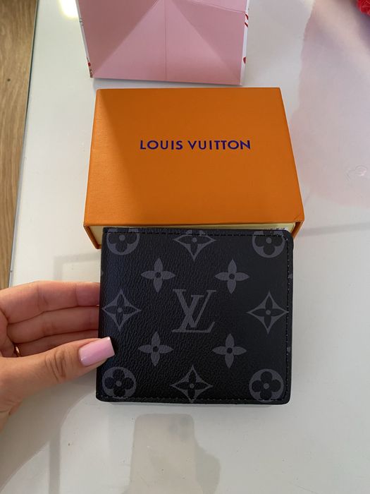 Portfel męski  LV Louis Vuitton monogram skórzany skóra szary czarny