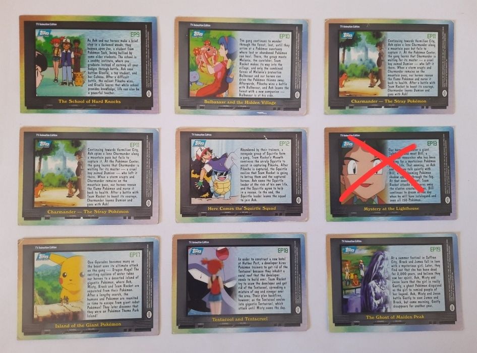 Cartas pokemon topps episodios - venda à unidade