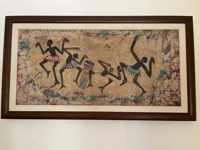 Quadro em tecido pintado à mão  Pintura Africana